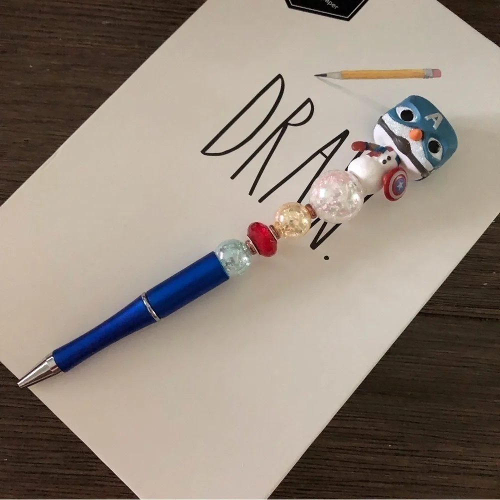 Marvel: Captain America as Snowman handmade beaded pen